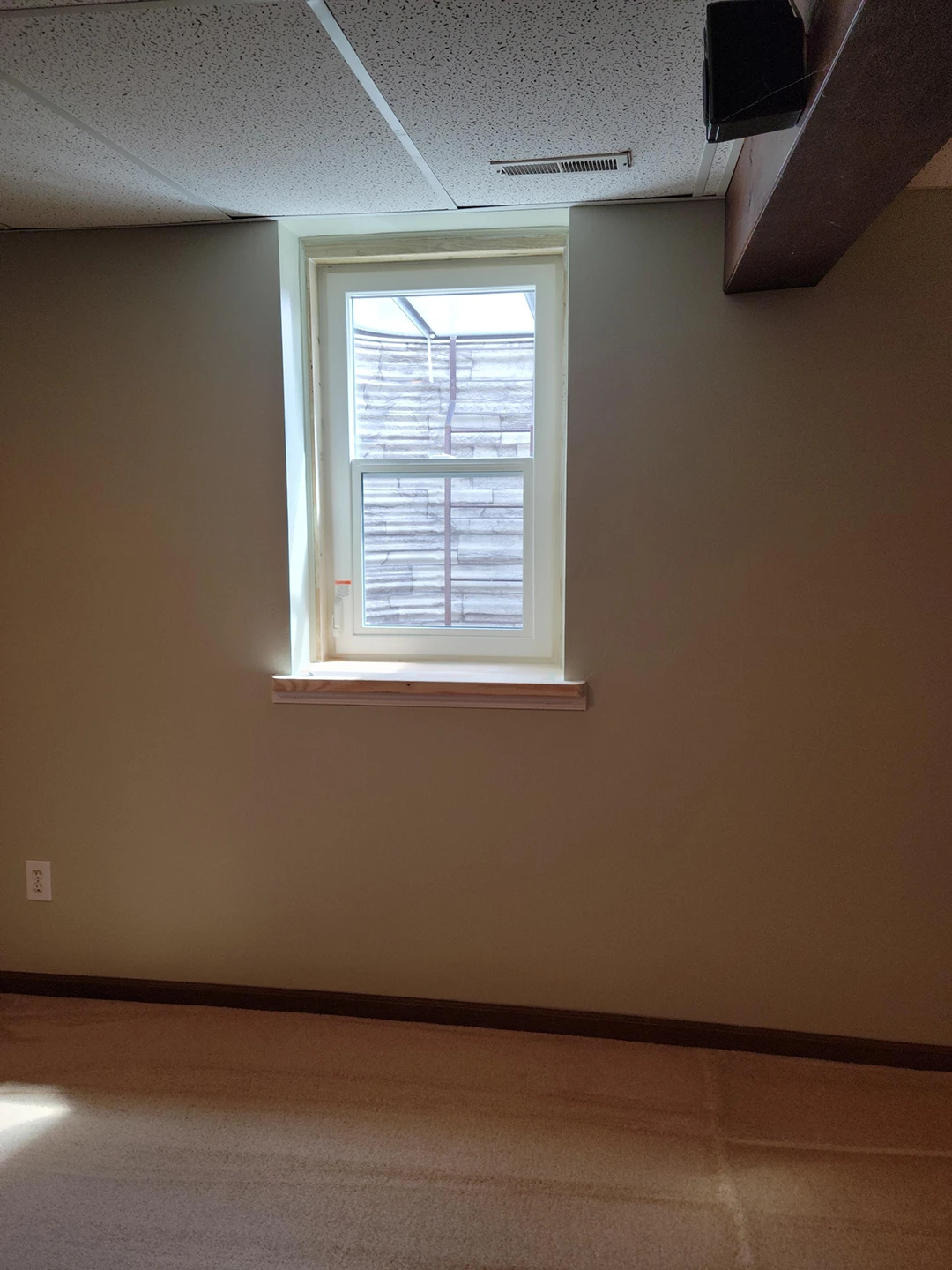 Egress Window Featuring Stone View Egress Well with Ladder